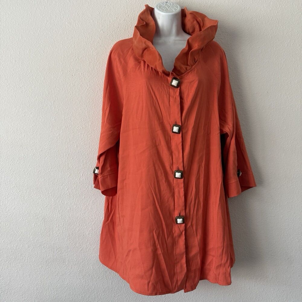Dianaira USA Silk Lagenlook Wired Ruffle Collar Swing Jacket 4 Glam Whimsical